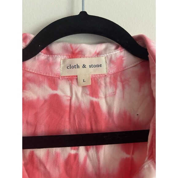 Cloth & Stone‎ Anthropologie Large Dress Tie Dye Pink Cream Pockets Boho Beach - Picture 2 of 8